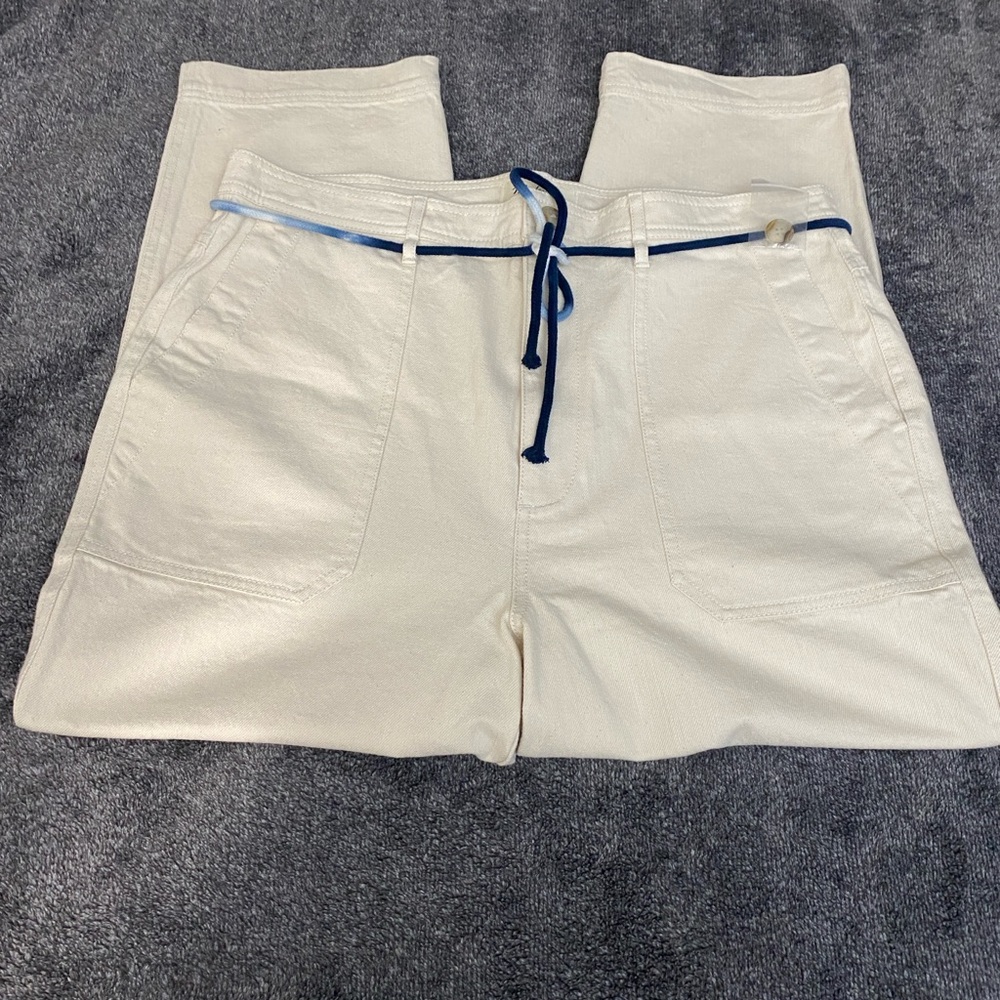 Madewell Cream Tapered Pants Dipdye rope NWOT tags size 32